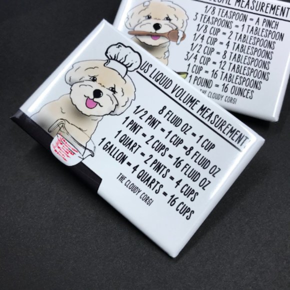 Shih Tzu Dog Measuring Chart Magnet Set Handmade Kitchen Cooking Baking Guide - Picture 5 of 7